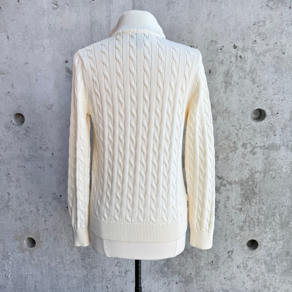 Vtg Ralph Lauren L-RL Lauren Active Cable Knit Zip Sweater Old Money Preppy L - Picture 6 of 13